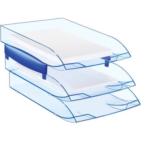 Vaschetta portacorrispondenza impilabile CEP in polistirene 27x37x6,1 cm con piedini antiscivolo ice blu 1014720741